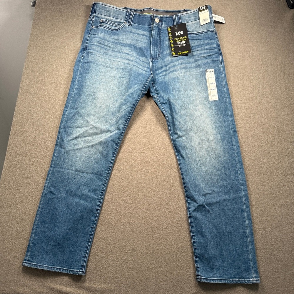 Lee Extreme Motion MVP Jeans Mens 40x30 Soar Blue Slim Straight 102018429